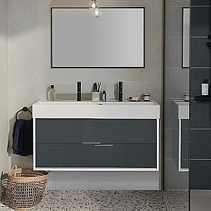 Тумба с раковиной Jacob Delafon VIVIENNE 120 белый глянцевый/серый матовый для ванной в интернет-магазине Sanbest