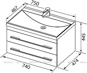 Тумба с раковиной Aquanet Верона 75 New белая матовая для ванной в интернет-магазине Sanbest