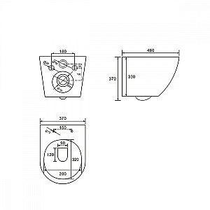 Унитаз подвесной ABBER Bequem AC1100MB с инсталляцией AC0105 и кнопкой AC0120MB черная матовая, с крышкой микролифт, безободковый купить в интернет-магазине Sanbest
