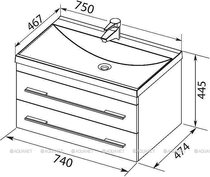 Тумба с раковиной Aquanet Верона 75 New белая матовая для ванной в интернет-магазине Sanbest