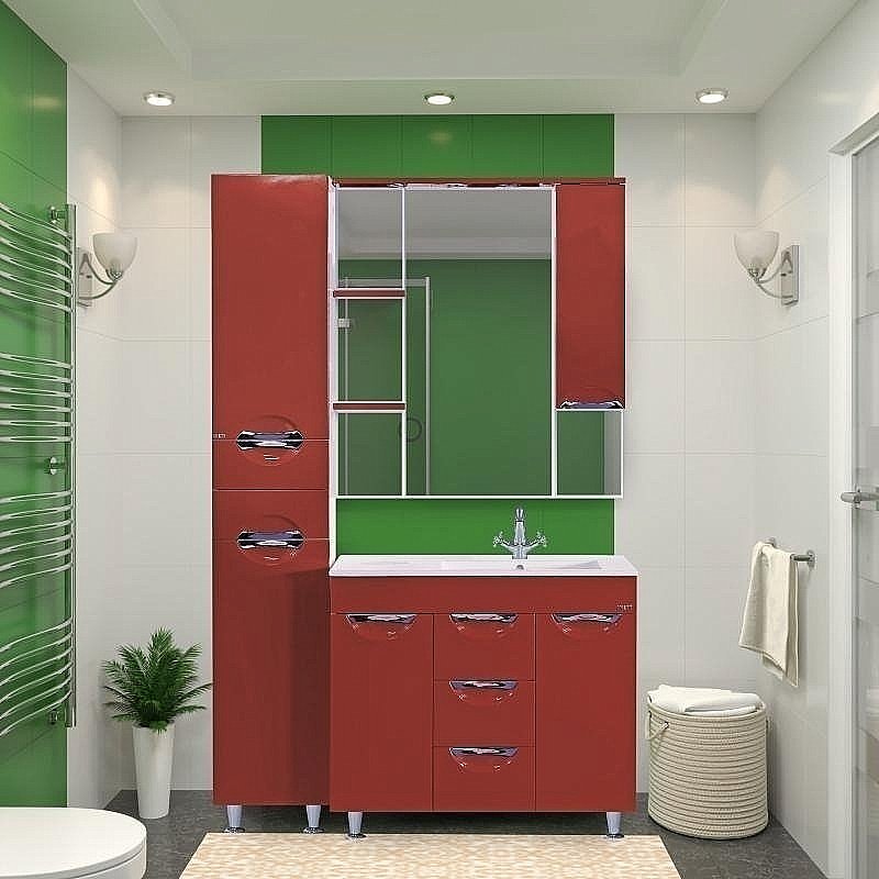 Зеркало со шкафом Misty Кристи 90 бордовый в ванную от интернет-магазине сантехники Sanbest