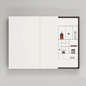 Зеркало со шкафом Black&White Universe 929.MС1000 темное дерево, с подсветкой в ванную от интернет-магазине сантехники Sanbest