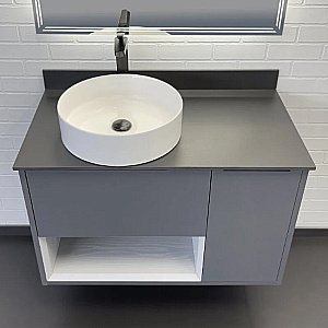 Тумба с раковиной Comforty Джанкой 90 00-00017878 антрацит/серая матовая для ванной в интернет-магазине Sanbest