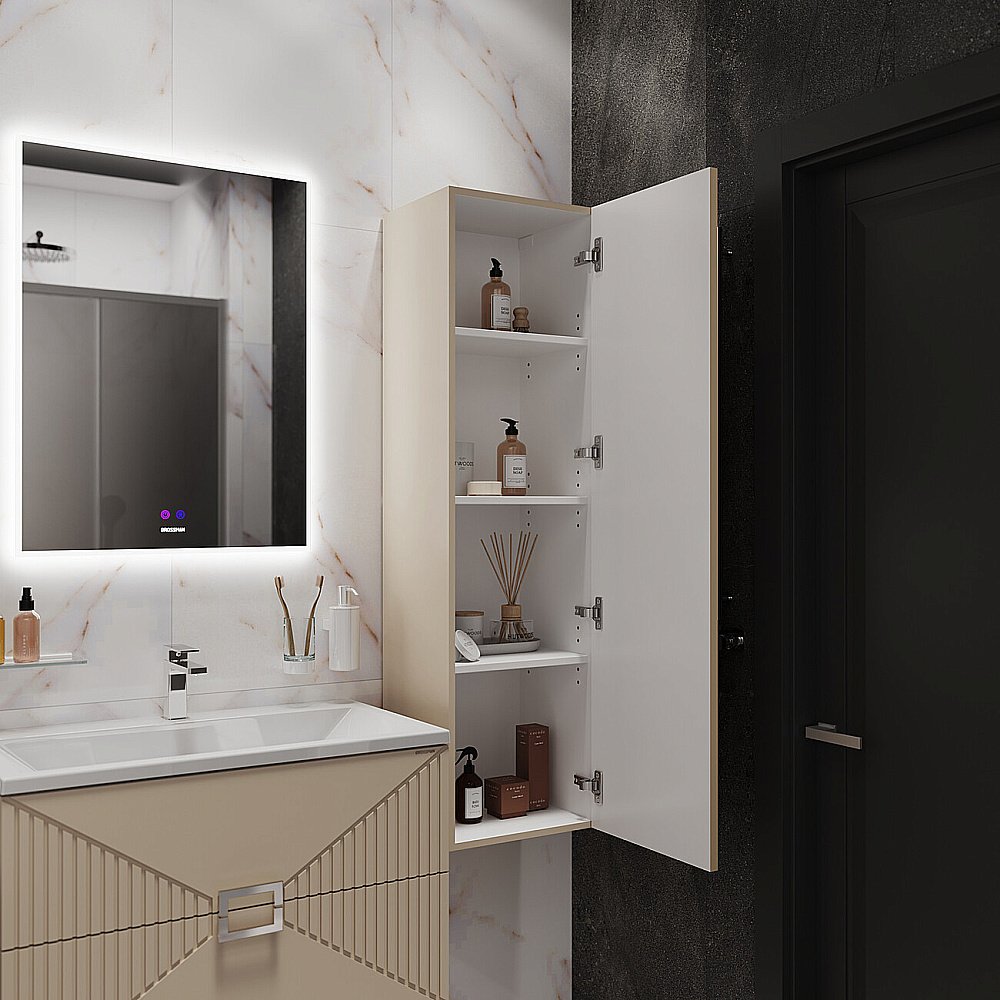 Пенал подвесной Grossman ЛУКСОР 42 303551 бежевый матовый для ванной в интернет-магазине сантехники Sanbest