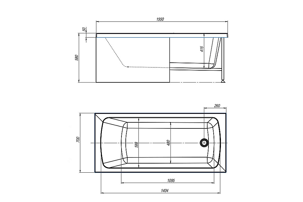 Акриловая ванна Royal Bath VIENNA RB953502 155x70 белый купить в интернет-магазине Sanbest