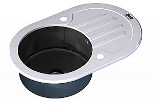 Мойка кухонная Zorg Inox Glass GL-7851-OV Белая Черная купить в интернет-магазине сантехники Sanbest