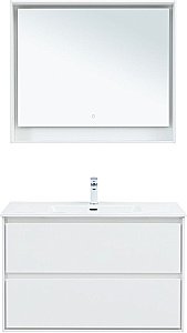 Тумба с раковиной Aquanet Милан 336370/254365 100 белый глянец для ванной в интернет-магазине Sanbest