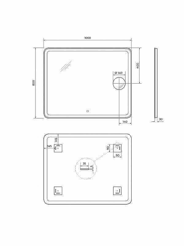 Зеркало BelBagno SPC-MAR-1000-800-LED-TCH-LNZ в ванную от интернет-магазине сантехники Sanbest