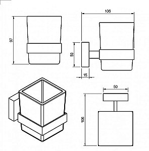 Стакан Cezares PRIZMA-TUMS-01 хром купить в интернет-магазине сантехники Sanbest