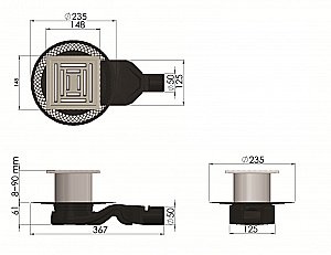 Душевой трап боковой Berges Platz Uno 15х15 090170 матовый хром купить в интернет-магазине Sanbest