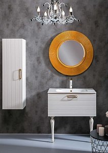 Тумба с раковиной Armadi Art Vallessi Avantgarde Linea 80 белая с золотом для ванной в интернет-магазине Sanbest
