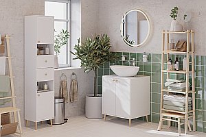 Тумба с раковиной Dreja LUNO 99.2001 60 белый глянец для ванной в интернет-магазине Sanbest