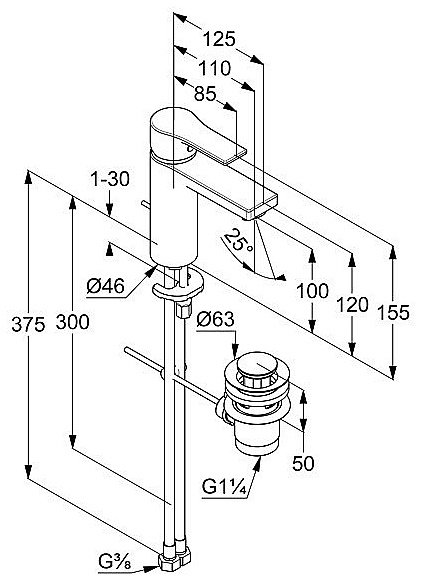 Смеситель для раковины Kludi Zenta SL 482933965 черный матовый купить в интернет-магазине сантехники Sanbest