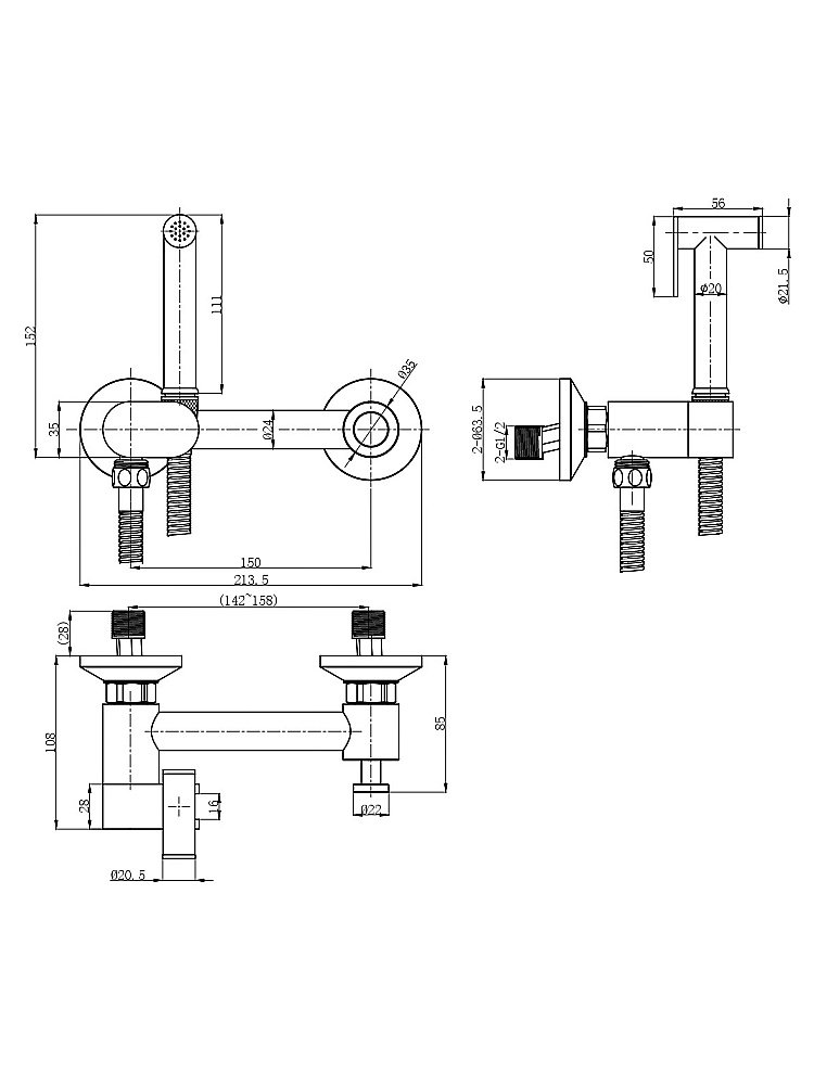 Гигиенический душ со смесителем WeltWasser HIGI R02 CR хром купить в интернет-магазине сантехники Sanbest