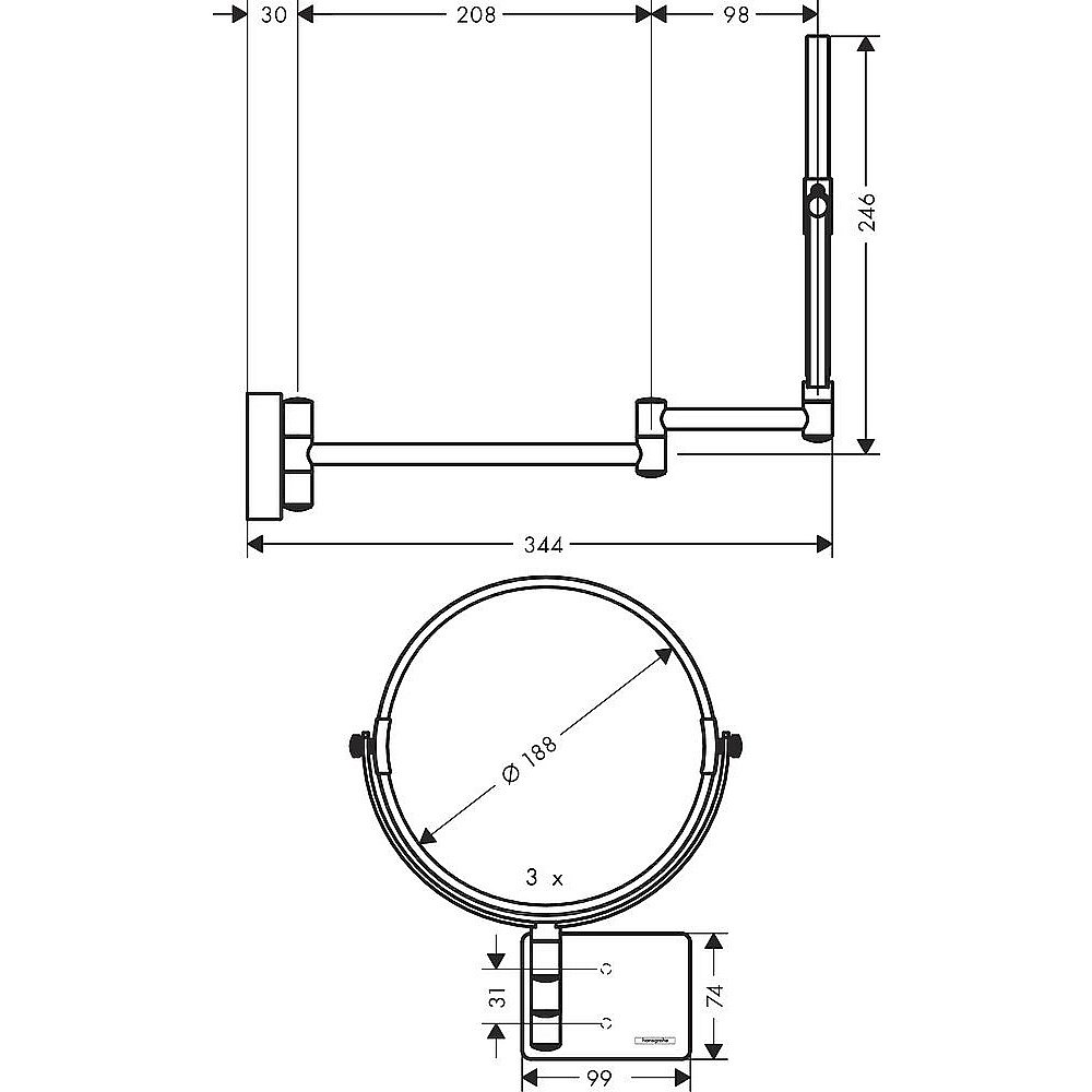 Зеркало косметическое Hansgrohe AddStoris 41791670 черный матовый купить в интернет-магазине сантехники Sanbest