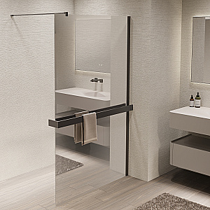 Душевое ограждение Vincea Walk-In 90 VSW-1HR900MRGM стекло зеркальное/профиль вороненая сталь купить в интернет-магазине Sanbest