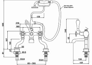 Смеситель для ванны Burlington Regent BIR15-QT хром/ручки белые купить в интернет-магазине сантехники Sanbest