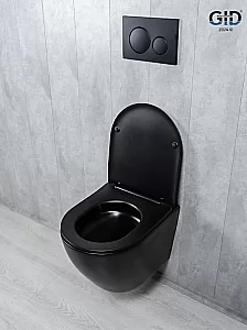 Унитаз подвесной Gid Tr2122TF-Bm черный матовый, безободковый, с крышкой микролифт, слив торнадо купить в интернет-магазине Sanbest