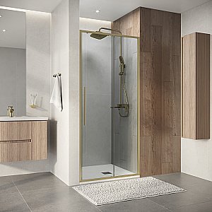 Душевая дверь Niagara Nova NG-44-9ASG 90 прозрачная/профиль брашированное золото купить в интернет-магазине Sanbest