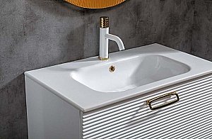 Тумба с раковиной Armadi Art Vallessi Avantgarde Linea 100 белая с золотом для ванной в интернет-магазине Sanbest