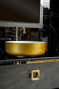 Консоль с раковиной и столешницей Armadi Art LUCIDO 80 глянцевый графит для ванной в интернет-магазине сантехники Sanbest