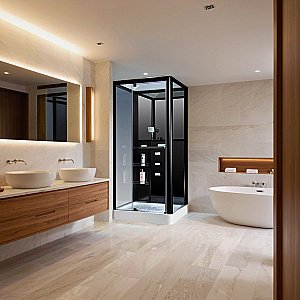 Душевая кабина Loranto Selak CS 126-3A 90х100 прозрачное стекло/профиль черный купить в интернет-магазине Sanbest