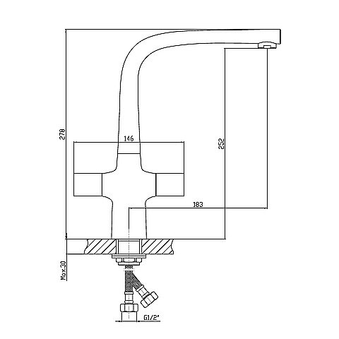 Смеситель для кухни Orange Lotos M32-000cr-S купить в интернет-магазине сантехники Sanbest