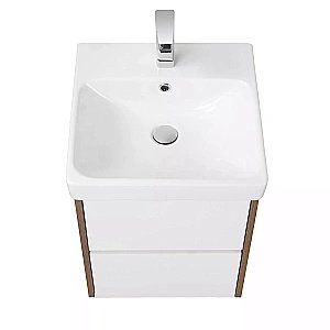 Тумба с раковиной Акватон Сканди 45 белая/дуб рустикальный для ванной в интернет-магазине Sanbest