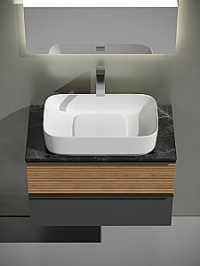 Тумба с раковиной Sancos DELTA 80 со столешницей, дуб красный/графит для ванной в интернет-магазине Sanbest