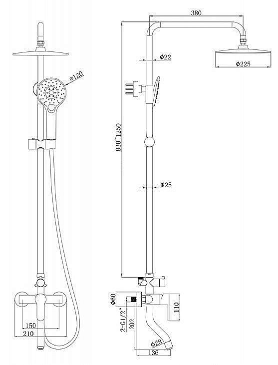 Душевая система Bravat STREAM F6334368CP-A-RUS купить в интернет-магазине сантехники Sanbest