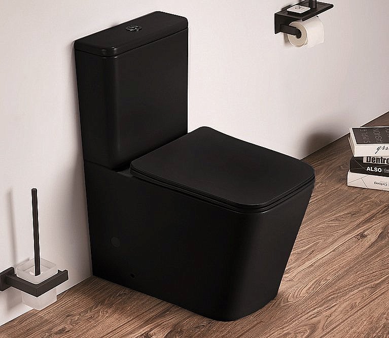 Унитаз напольный CeramaLux 2170AXMB черный матовый, безободковый, с бачком, с крышкой микролифт купить в интернет-магазине Sanbest