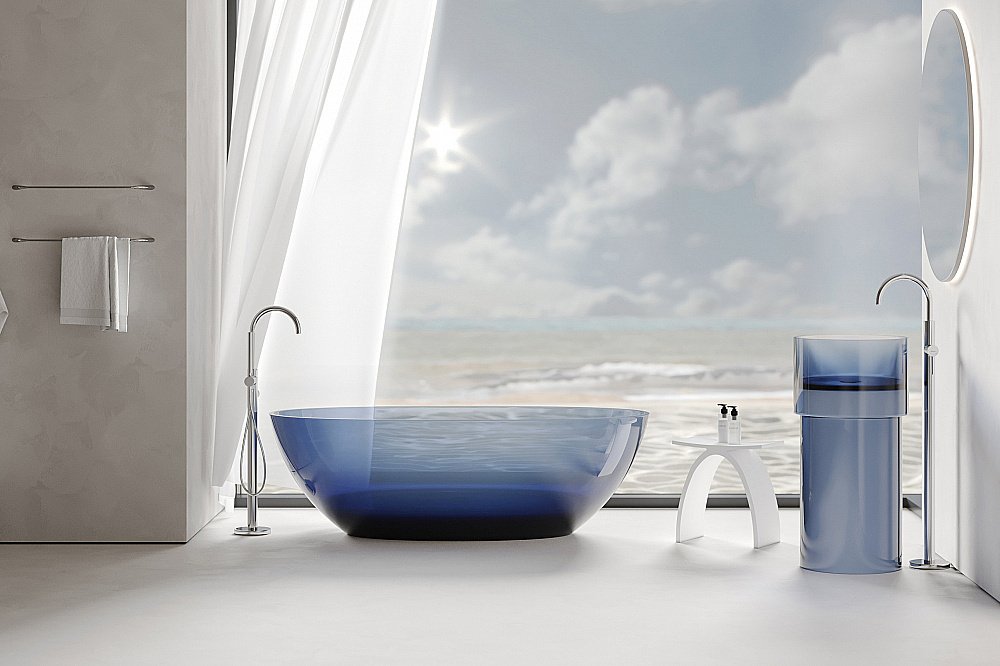 Ванна прозрачная ABBER Kristall AT9701Saphir синяя купить в интернет-магазине Sanbest