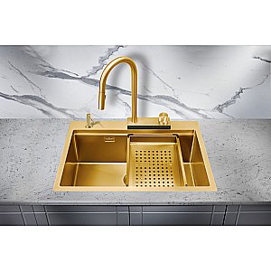 Мойка кухонная Milacio Denia 68 Steel MC.77418 золото купить в интернет-магазине сантехники Sanbest