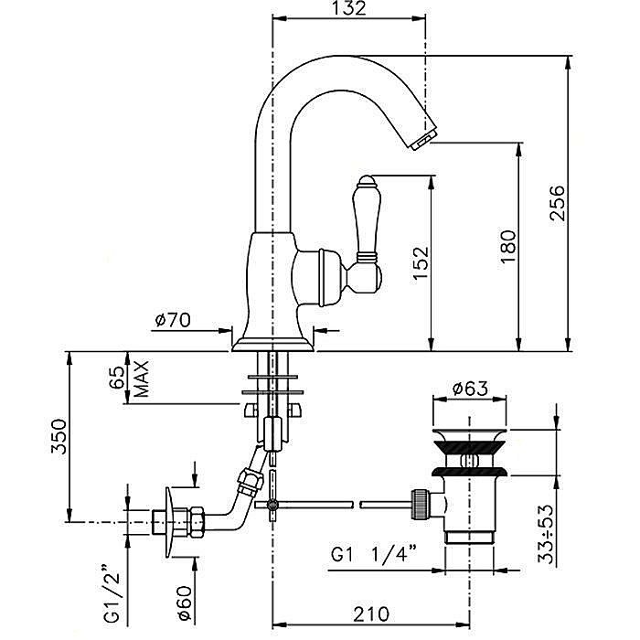 Смеситель для раковины Nicolazzi El Capitan 3454BZ75C бронза купить в интернет-магазине сантехники Sanbest