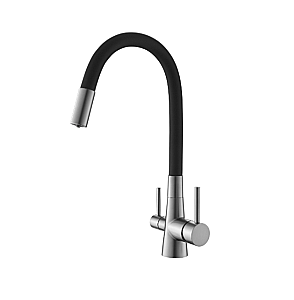 Смеситель для кухни Good Door KITCHEN-A СМ00056 брашированная сталь купить в интернет-магазине сантехники Sanbest