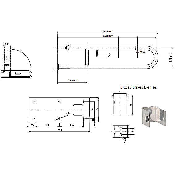 Поручень Bemeta Help 301102271 хром купить в интернет-магазине сантехники Sanbest