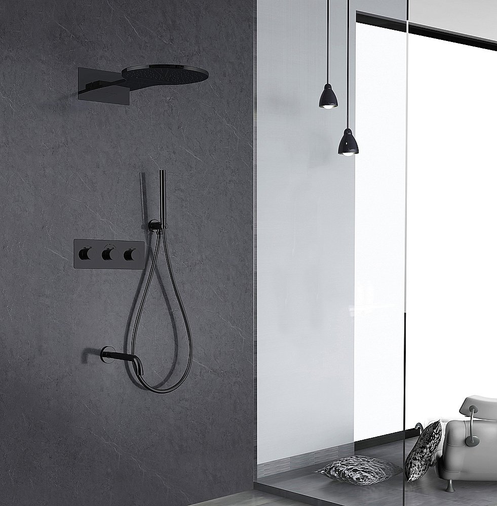 Душевая система ABBER Wasser Kreis AF8150B  черная матовая купить в интернет-магазине сантехники Sanbest