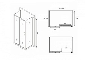 Душевой угол ABBER Schwarzer Diamant AG30100B-S80B-S80B купить в интернет-магазине Sanbest