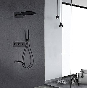 Душевая система ABBER Wasser Kreis AF8150B  черная матовая купить в интернет-магазине сантехники Sanbest