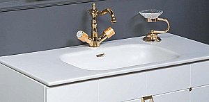 Тумба с раковиной Armadi Art Vallessi Avantgarde Piazza 80 белая с золотом для ванной в интернет-магазине Sanbest