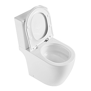 Напольный унитаз-компакт Black&White Gravity 6650W безободковый, слив-торнадо, с крышкой микролифт, с бачком, белый глянцевый купить в интернет-магазине Sanbest