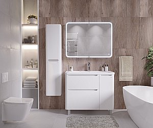 Тумба с раковиной напольная Grossman АДЕЛЬ 1010002 100 белая для ванной в интернет-магазине Sanbest