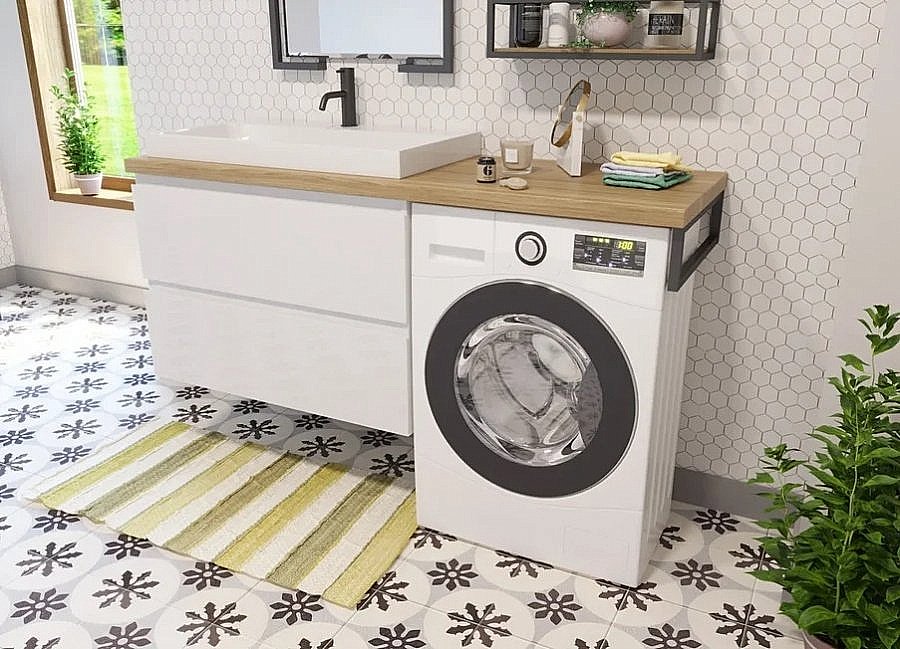 Тумба с раковиной Эстет Malibu Luxe 155 белая для ванной в интернет-магазине Sanbest