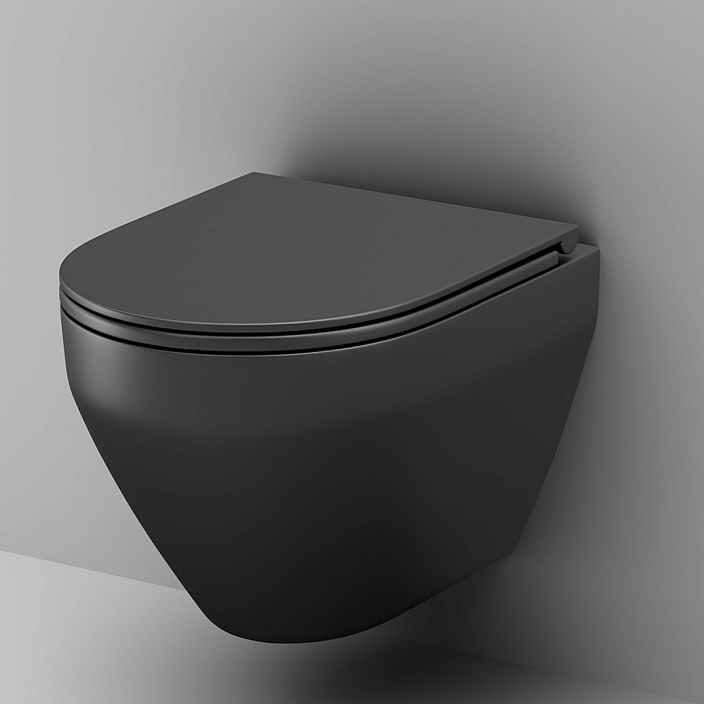 Унитаз подвесной AM.PM Spirit V2.0 C701700MBSC черный матовый, безободковый купить в интернет-магазине Sanbest