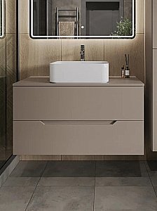 Тумба с раковиной Orange Line 100 Li-100TuLMDF+B02-460W латте/белый для ванной в интернет-магазине Sanbest