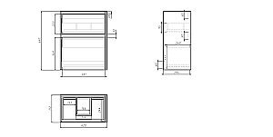 Тумба с  раковиной подвесная/напольная Dreja SLIM 65 белый глянец/бетон для ванной в интернет-магазине Sanbest