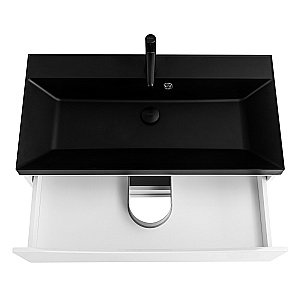 Тумба с раковиной Belbagno MARINO 90 белая глянцевая/черная раковина для ванной в интернет-магазине Sanbest