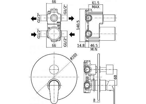 Смеситель для душа Paffoni Green GR018CR (с внутренней частью) купить в интернет-магазине сантехники Sanbest