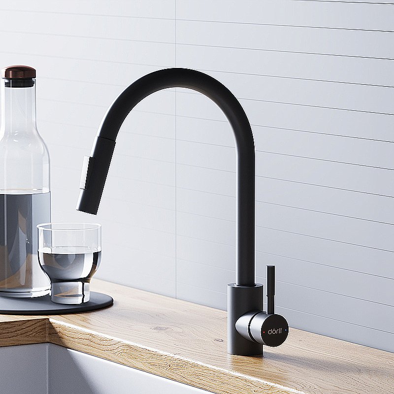 Смеситель для кухни Dorff Logic D3007522 черный матовый купить в интернет-магазине сантехники Sanbest