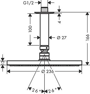 Верхний душ Hansgrohe Raindance S 240 1jet PowderRain 27620000 купить в интернет-магазине сантехники Sanbest